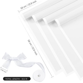 Jutieuo 20 Sheets Flower Wrapping Paper Florist Bouquet Supplies Waterproof White Edge Floral Wrapping Paper with Ribbon, 22.8x22.8 inch (White)