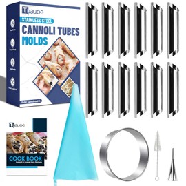 17pcs Cannoli Tubes Molds Kit, Non-stick Stainless Steel 12pcs Diagonal Tubular Shaped Cannoli Forms for Danish Pastry Lady Lock Form Cream Roll