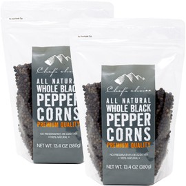 Chef's Choice Black Pepper Whole, Black Pepper Whole, 13.4 oz (380 g), 2 Bags