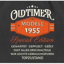 Shirtracer - Gym Bag Backpack - Oldtimer Model 1955 Special Edition I Gift 70th Birthday I Seventy, 01 black, Unit size