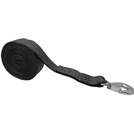 CustomTieDowns 2 Inch x 16 Foot Heavy Duty Replacement Winch Strap, Boat Hook On One End, 1 Inch Loop On Opposite End for Attachment to Winch. (Black)