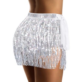 Silver Sparkly Skirt for Women Silver Sequin Skirt for Women Sequin Tassel Skirts Space Cowgirl Skirts Rave Outfit Woman