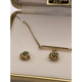 Felice Vintage Felice 12K Gold Filled Emerald 16" Necklace  Earring Set New Old Stock