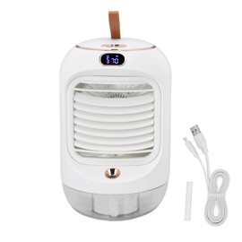 Mini Air Conditioner Humidifier Aromather 3 Gears 5 Blades USB Charging Night Light Water Cooling Fan White