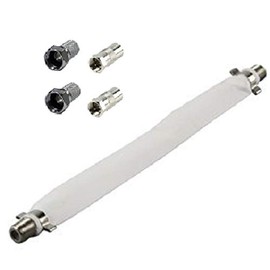 electrosmart F Socket Flat Ribbon Coax Cable Kit - Ideal for windows doors caravans etc - Kit includes 1x 20cm Cable 2x F Plugs & 2x F Plug Male to Coax Socket Female Adaptors