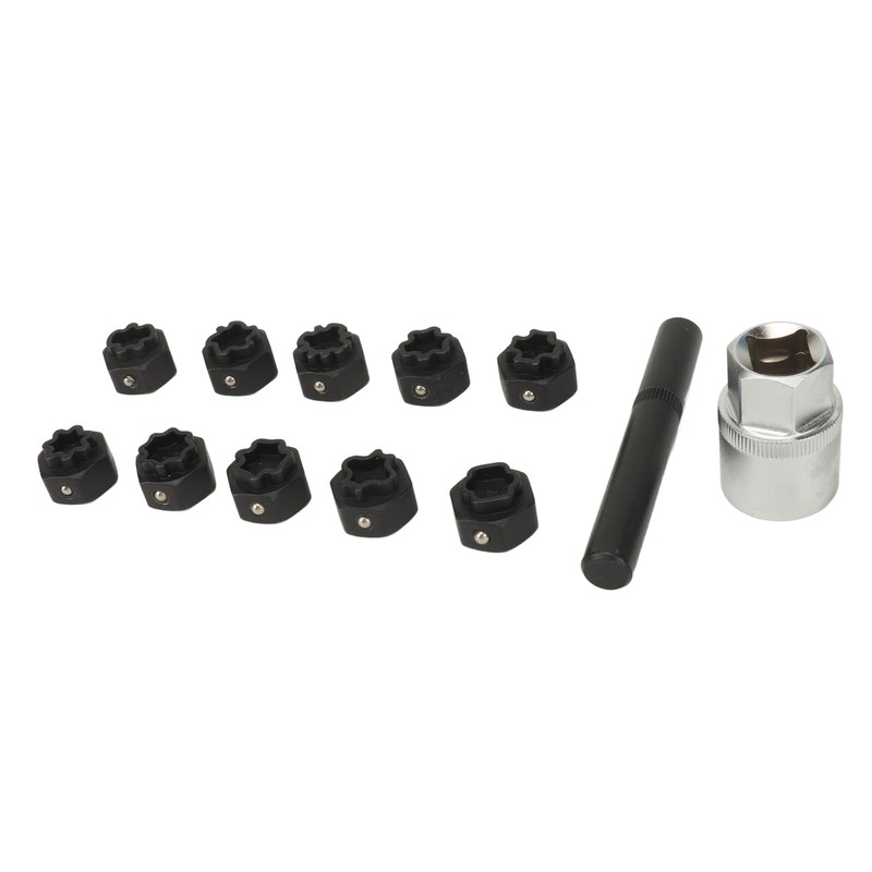 12pcs Wheel Locking Nut Key Kit Rustproof Anti Theft Lug