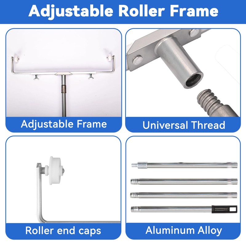 12 Pcs 18 Inch Paint Roller Kit,12-18" Adjustable Roller Frame,Large