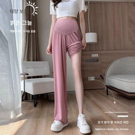 Cool Fabric 9-Length Maternity Pants - Maternity Wear & Yoga Pants Postpartum Recovery Pants Blue/L 2ea