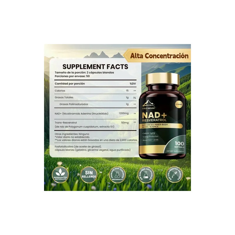Nad Resveratrol, Apoyo Con Fórmula Liposomal Hecho 300 Cáps