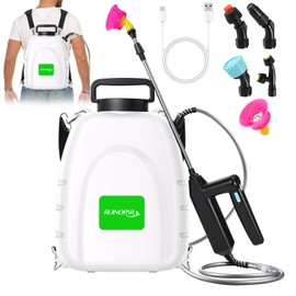 Battery Powered Sprayer 3.18 Gallon,Powerful Electric Sprayer with 5 Mist Nozzles,Rechargeable Handle, 41 in Retractable Wand,Adjustable Shoulder Strap,for Weed Lawn Yard