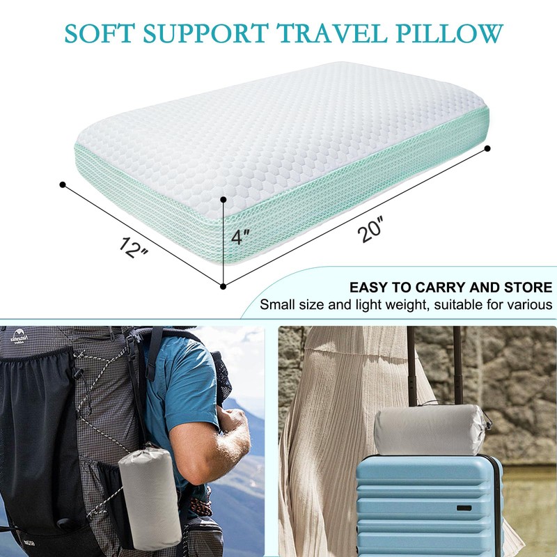 YOUR MOON Memory Foam Pillows for Travel, Small Compressible Camping