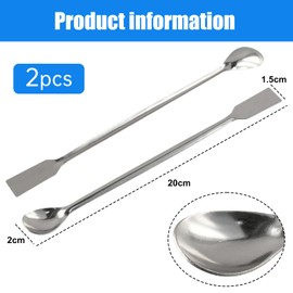 7.9in Stainless Steel Lab Spatula - Double-Ended Laboratory Sampling Spoon with Flat Square & Spoon Ends for Precise Measurement and Mixing