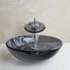 Yanksmart Vessel Sink Tempered Glass Round Bowl Mixer Waterfall Faucet