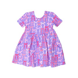 RuffleButts® Baby/Toddler Girls Knit Twirl Dress - Rosy Ribbons Short Sleeve, 8