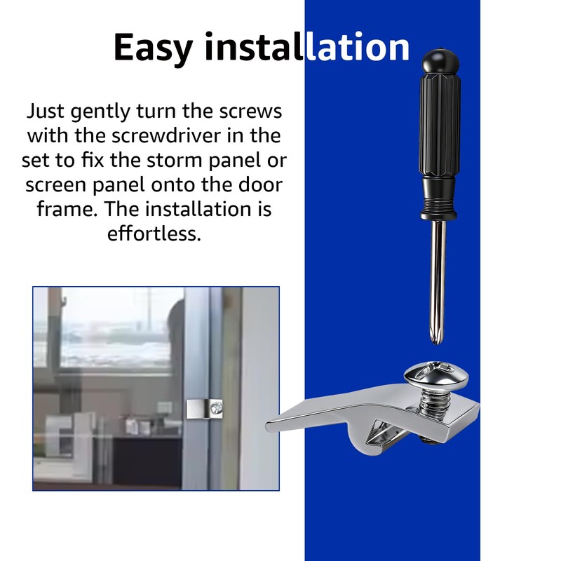 Storm Door Panel Clips with Screws 5/16" Offset Aluminum Storm