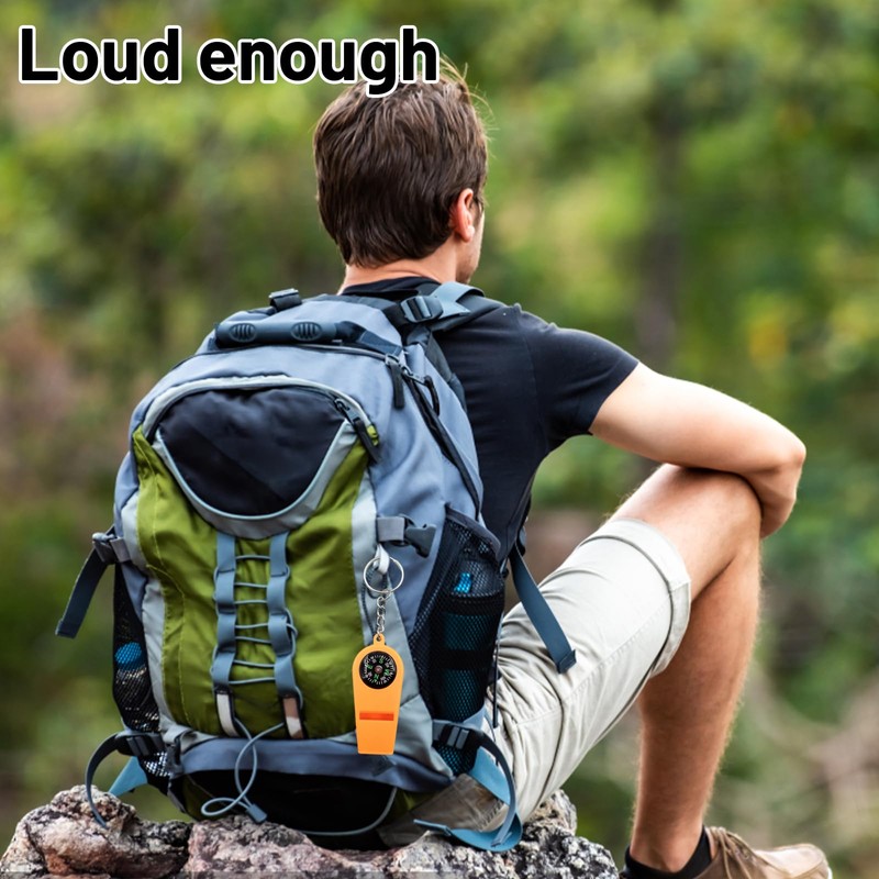 4 Pcs Multifunctional Compass and Hiking Whistle Set, Compass Navigation,