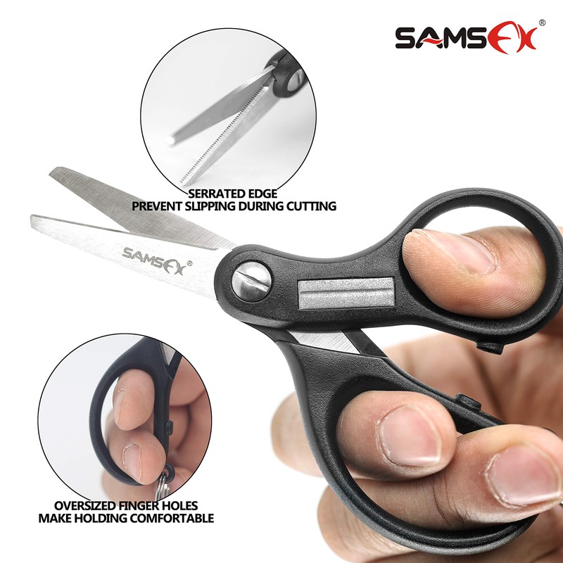 SAMSFX Fishing Braid Scissors Serrated Fishing Scissors with Hook Sharpener