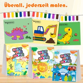 YPLUS Paint with Water Books for Toddlers, Watercolor Painting Paper for Kids Ages 1-3, 2-4 Years, Crafts, Drawing Gift with Brush - 3 Themes
