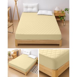 Melvint Fitted Sheet, Single Pad Integrated Fitted Sheet, Waterproof Bedwetting Pad, Anti-Bacterial, Odor Resistant, Dust Mite Resistant, Waterproof Sheet, Nursing, Babies, Pets, Sleeping Sweating,