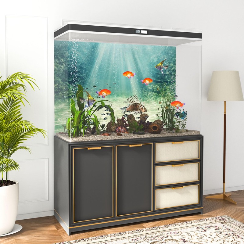 MIRRORANG 91x41cm Aquarium Background Aquatic Plant Bubble Underwater Ocean Floor