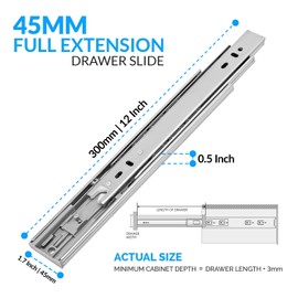 HOMANDS 12 Inch Soft Close Drawer Slides 4 Pairs (8pcs) Side Mount Rails - Heavy Duty Full Extension Ball Bearing – Drawer Slide Glides for Cabinet Kitchen, Dresser Runners - Draw Slides 100LB