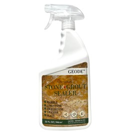 Geode Natural Stone Grout Sealant - Penetrating, Safe 2-1 Sealer, Long-Lasting, Interior & Exterior; Marble, Travertine, Granite, Slate, Backsplash, All Grout & Stone Types. 32oz