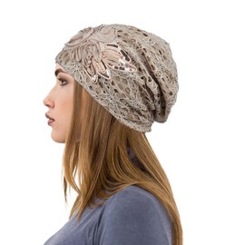 QEXUJOW Knitted Hats for Women Soft Thin Hat Lightweight Stylish Jersey Hat Unisex Chemotherapy Hat for All Seasons (Beige)