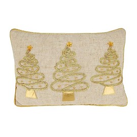 SARO LIFESTYLE Festive Trio Christmas Poly Filled Throw Pillow, Gold, 12"x18"
