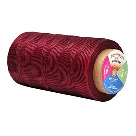 Mandala Crafts Maroon Flat Waxed Thread for Leather Sewing - 197 Yds 210D 1mm Polyester Leather Thread String Waxed Cord for Leatherwork, Beading, Bookbinding, Hand Stitching
