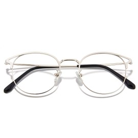 Cyxus Blue Light Woman Cat Eye Round Metal Frame Computer Gaming UV Protection 18