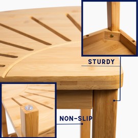 DECOMIL - Bamboo Corner Shower Bench, Bathroom Shower Stool with Storage, Nonslip Feet & Waterproof Bench, Perfect for Bath, Spa and Home Décor
