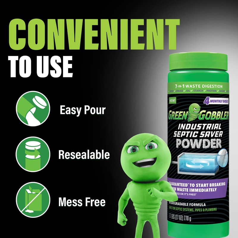 Green Gobbler Septic Tank Treatment Powder | 7 -in- 1