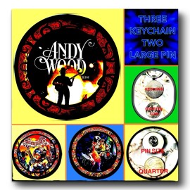 ANDY WOOD ROCK BAND 🤘THREE KEYCHAINTWO LARGE PIN 🥁CONCERT MERCH