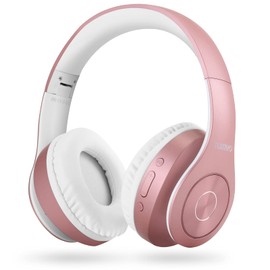 TUINYO Bluetooth Headphones Wireless - Over Ear Stereo Headset with 35H Playtime & Deep Bass - Rose Gold