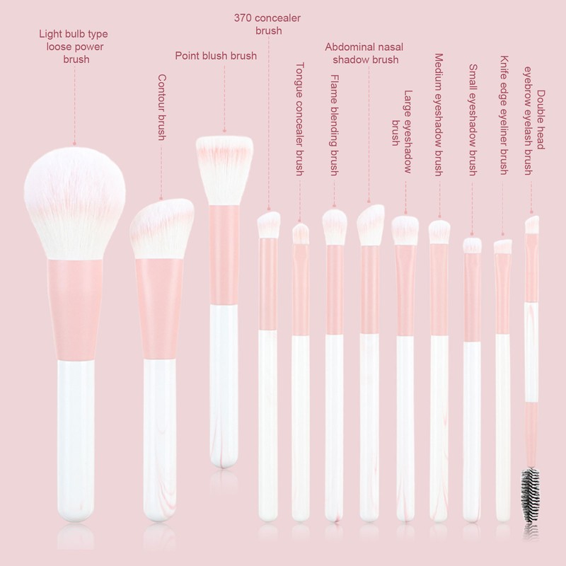 12Pcs Makeup Brushes Set Synthetic Cosmetic Brush Artificial Fiber Soft