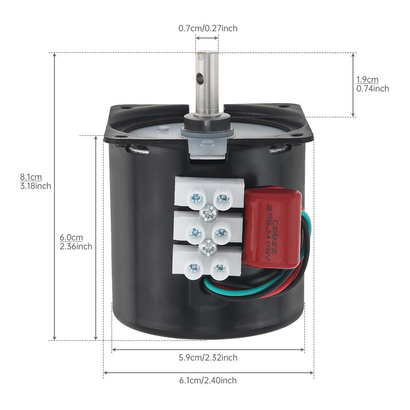 ZVKV 80 RPM AC Synchronous Gear Motor, 110V 60KTYZ CW/CCW