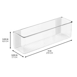 iDesign Adhesive Organizer Bin - Damage-Free Hanging for Kitchen, Bathroom, or Office - Set of 4 - Clear
