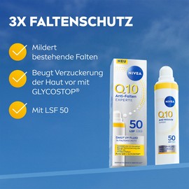 NIVEA Q10 Daily UV-Fluid Gesichtspflege mit LSF 50, Sonnencreme mit Q10, GLYCOSTOP und UV-Filter, nicht fettendes Q10 Anti-Falten Experte Sonnenschutz Fluid (40 ml)