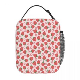 Uivebres Strawberry Insulated Lunch Box for Women Men Large Reusable Lunch Bag Leakproof Portable Cooler Tote Bags for Work Picnic Office Travel Outdoors