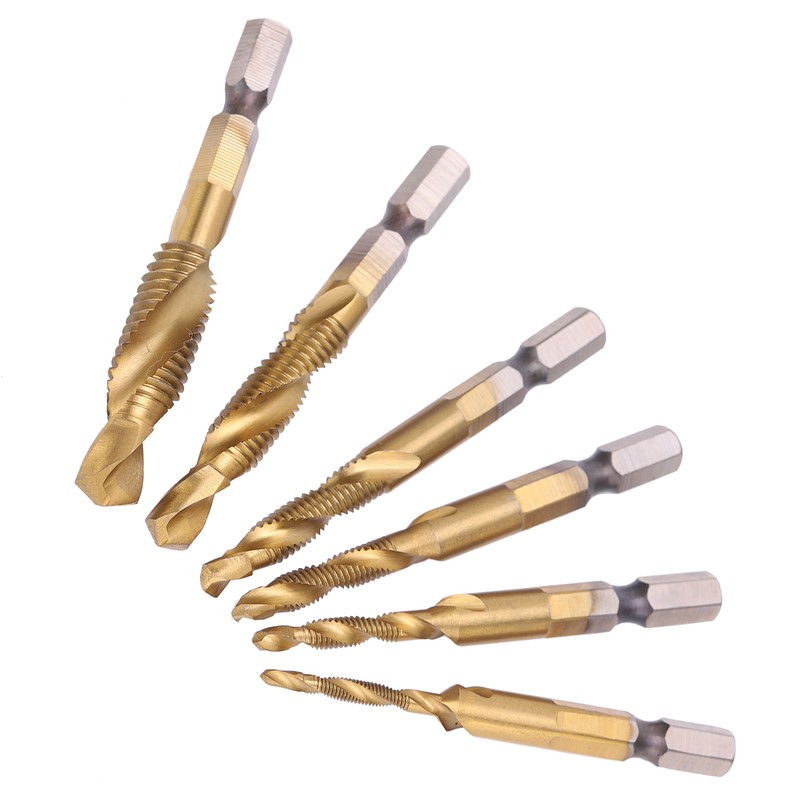 6pcs Screw Tap Drill Bits Kit 6542 High Speed Steel