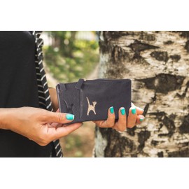 Catwalk Collection Handbags - Women's Leather Coin Purse - Wallet Small / Mini Purse - RFID Blocker - Gift Box - Mimi, Black Silver, purse