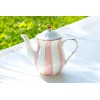 Grace Teaware Pink and White Scallop Fine Porcelain Teapot