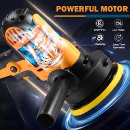 CJC Buffer Polisher - 110V 600W Variable Speed Polisher Machine - Random Orbital Polisher Buffer,For Floor,Car,Furniture,Metal for waxing and polishing with Professional Buffing and Polishing Kit