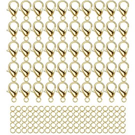 700Pcs Lobster Claw Clasps and Open Jump Rings Set,Lobster Clasps for Jewelry Making Bracelet Clasps and Closures for DIY Necklace Jewelry Anklet(Gold)