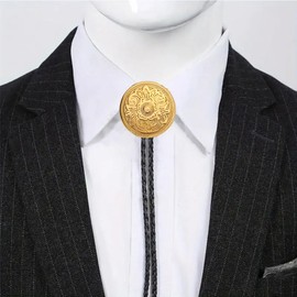 Jeilwiy Gold Bolo Tie, Bolero Ties Mens Bolo Ties Western Wedding Native American Cowboy Neckties Bolo Tie for Women