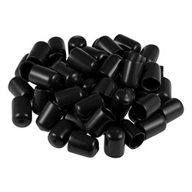 sourcing map Pack of 50 Rubber End Caps 12 mm ID Vinyl Round Tube Bolt Cap Cover Screw Thread Protection Black