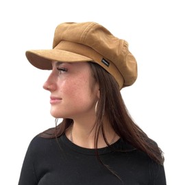 CRAGGI Baker Boy Newsboy Cap Camel Brown Velvet Women's Hat, Brown, One Size, brown