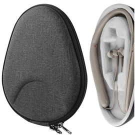 Geekria Funda protectora compatible con auriculares WI-1000XM2, WI-1000X, WI-C600N, SMR-10, H700, EX750BT con banda para el cuello, bolsa de transporte protectora rígida de repuesto con almacenamiento de cables (gris oscuro)