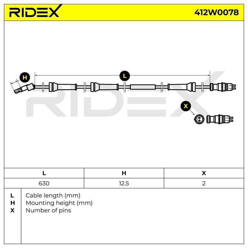 RIDEX ABS Sensor 412W0078 Front, Front on Both Sides 630