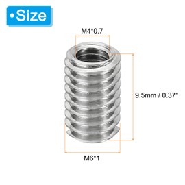 PATIKIL Thread Adapters Sleeve Reducing Nut, 10 Pcs M6*1 Male to M4*0.7 Female Repairing Insert Nut Screw Reducer Conversion Stainless Steel Fastener 9.5mm